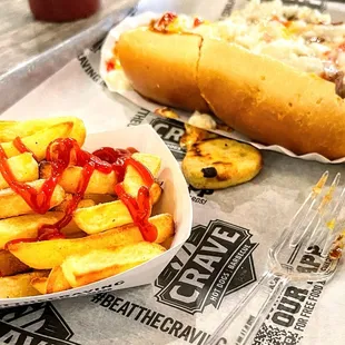 Slaw Dog with Chilli and Baked Fries