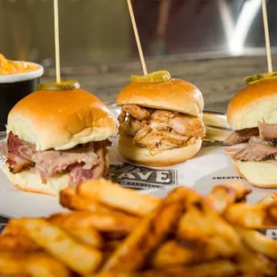 Trifecta Sliders! A taste of pour delight.