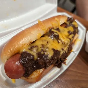 Chili cheese dog