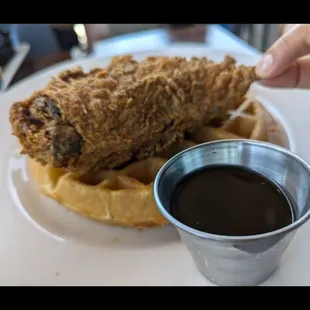 Hatch Green Chile Chicken and Waffles (half order)