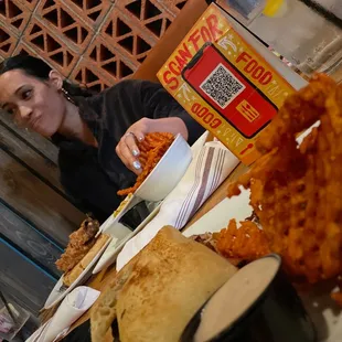 a woman preparing food