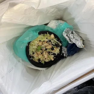 Food in trash because it was so poor.