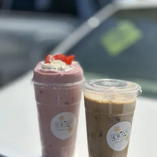 two beverages on a table