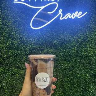 Iced white mocha latte