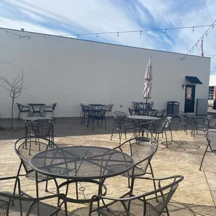 tables and chairs outside