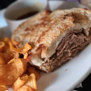 Smoked Beef Tri-tip sandwich with BBQ Kettle chips