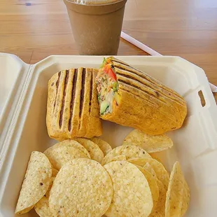 Happy Belly Tempeh Wrap and State of Bean Smoothie