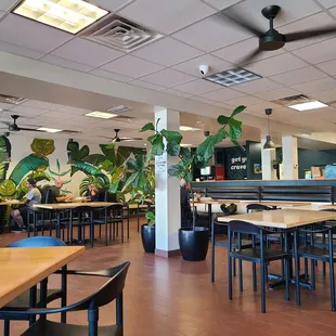 tables and chairs in a restaurant