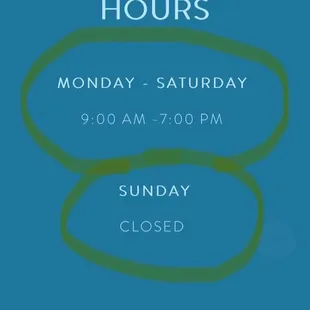 business hours (posted on their website)