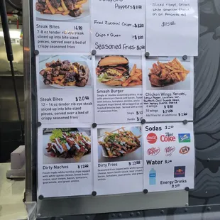 Menu. Steak bites are so good.