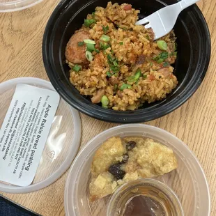  a bowl of fried rice and a cup of coffee