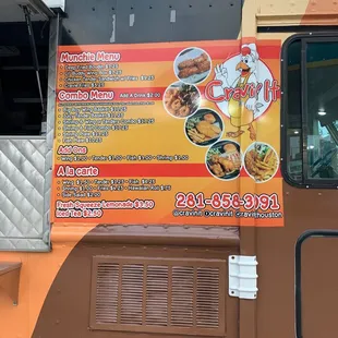  menu on a food truck