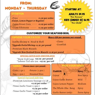 ALL YOU CAN EAT SEAFOOD BOILS
STARTING AT 39.95 / ADULT