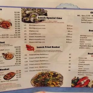 sushi and sashimi, menu