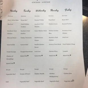 a menu for a wedding