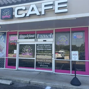 Exterior view, inside of shopping center.