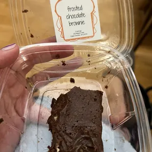 Frosted chocolate brownie