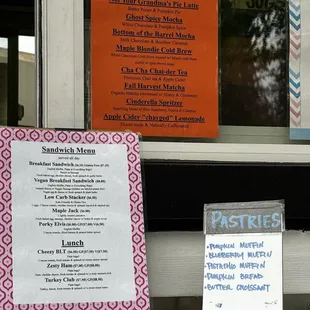 seasonal drinks and food menu for october 2024