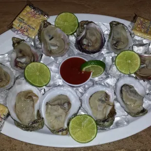 a platter of oysters