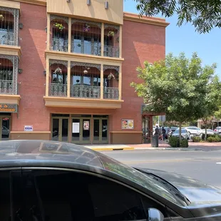 a car parked in front of a building