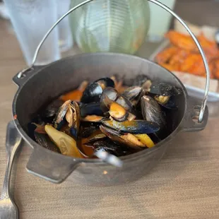 Mussels with Chorizo, very tasty but definitely too salty.