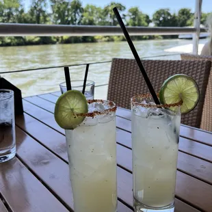 two cocktails on a table