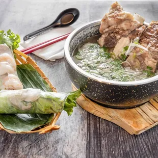 Beef Pho and Spring Rolls