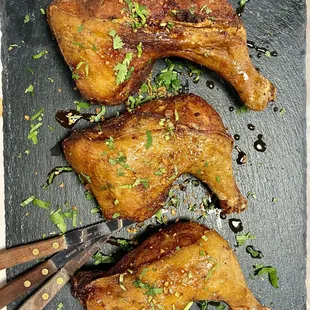 Marinated fried chicken thighs