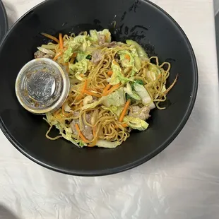 Beef egg noodle stir Fry