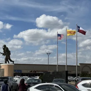 The Vietnamese war memorial in the parking lot