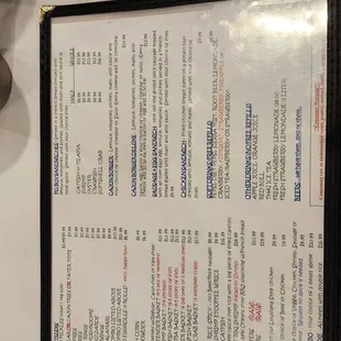 a menu and a stuffed animal