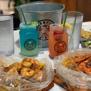 Shrimp, mini combos, ocean breeze &amp; strawberry margarita