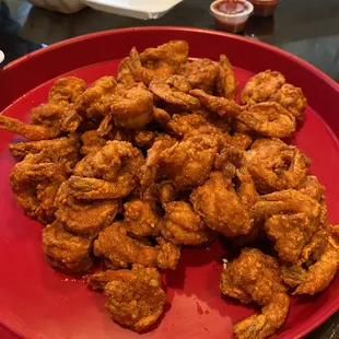 fried shrimp tossed in their sauce