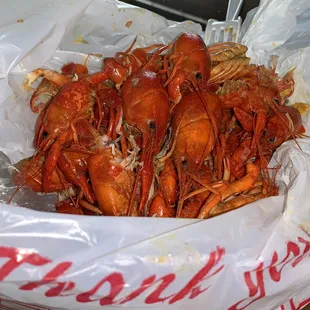 a bag of crawfish