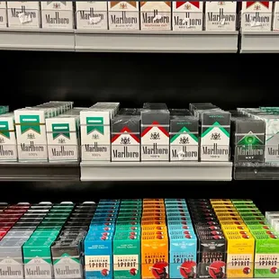 a shelf of cigarettes