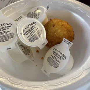 Minus four complimentary hush puppies  that were eaten before I remembered to take the pic