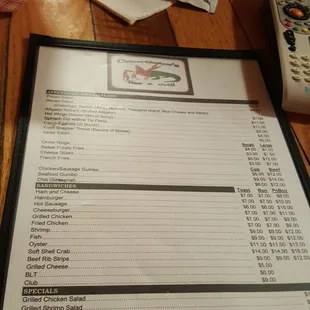 menu