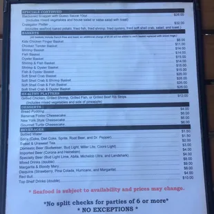 menu