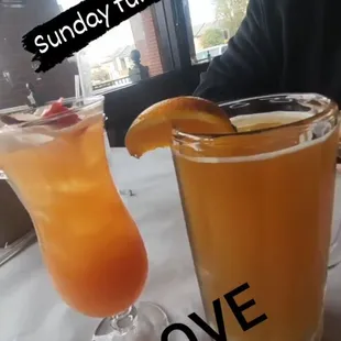 Blue moon and an armeretto sour (something like that) couldn't taste the alcohol just the sour part -and that's what i was in the mood for.