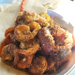 Shrimp.and crab leg boil - spicy. Outstanding.