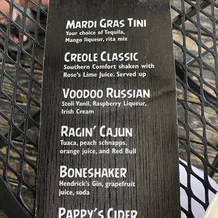 menu