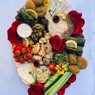 a platter of appetizers