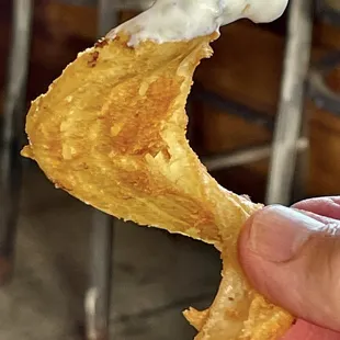 HUGE Sidewinder Curly Potato Fry with Ranch Dressing.