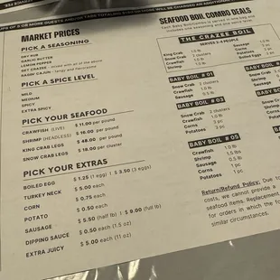 Food menu