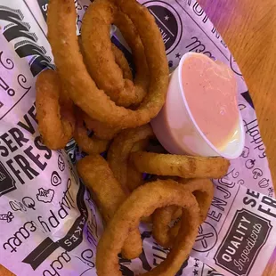 Basket of Onion Rings with Aioli dipping sauce