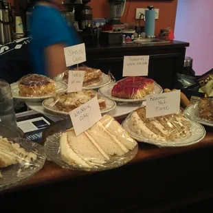 a variety of cakes