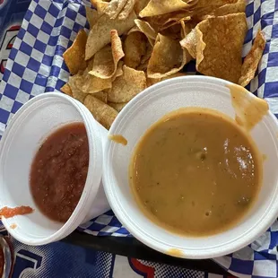 Chips Salsa and Queso