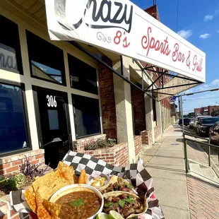 Amazing street tacos! Picture taken in front of the store front look for our sign and check us out!