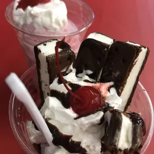 Delicious Delight. Ice Cream Sandwiches, Chocolate ice cream &amp; whipped cream.