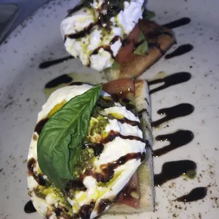 Burrata Caprese Toast with Avocado.